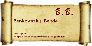 Benkovszky Bende névjegykártya